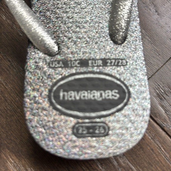 Havaianas Slim Gloss Black & metallic thong flip flops,cushioned footbed,summer - Picture 5 of 6
